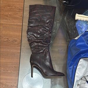 Vince Camuto Red Brown over the knee - snake skin boots